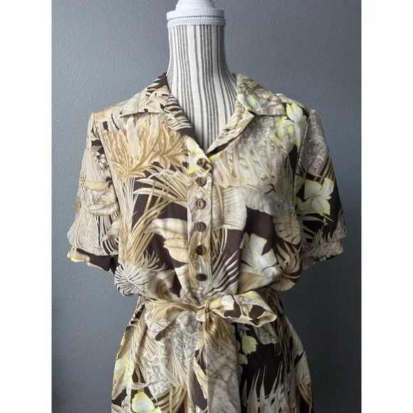 Salvatore Ferragamo Safari Logo Sheered Tan Brown Belted Maxi dress EEUC US14/42 - Picture 11 of 15